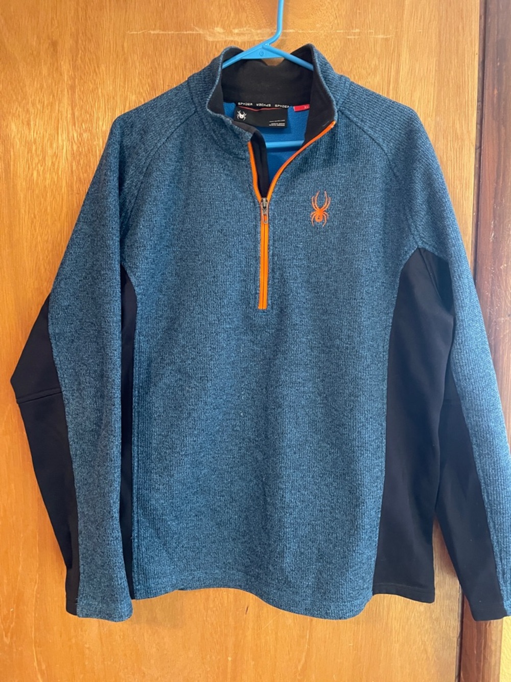 Spyder Blue Heather Quarter-Zip Pullover with Orange Trim